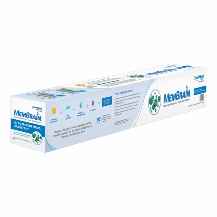CertainTeed MemBrain 100 ft. W X 50 ft. L X 2 mil Air Barrier and Smart Vapor Retarder Roll 416.5 sq