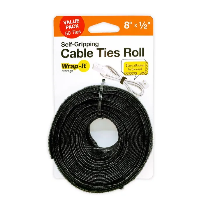 Wrap-It Cable Ties  Roll 8 in. L Black Nylon Cable Ties Roll
