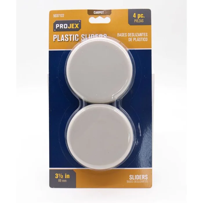 Projex Beige 3-1/2 in. Adhesive Carpet Sliding Discs 4 pk