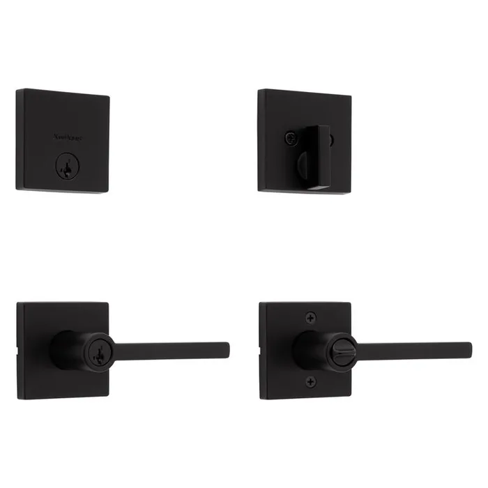 Kwikset Halifax Matte Black Zinc Lever and Single Cylinder Deadbolt