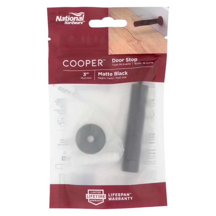 National Hardware Cooper 1 in. W X 3 in. L Aluminum Matte Black Door Stop Mounts to door and wall .6