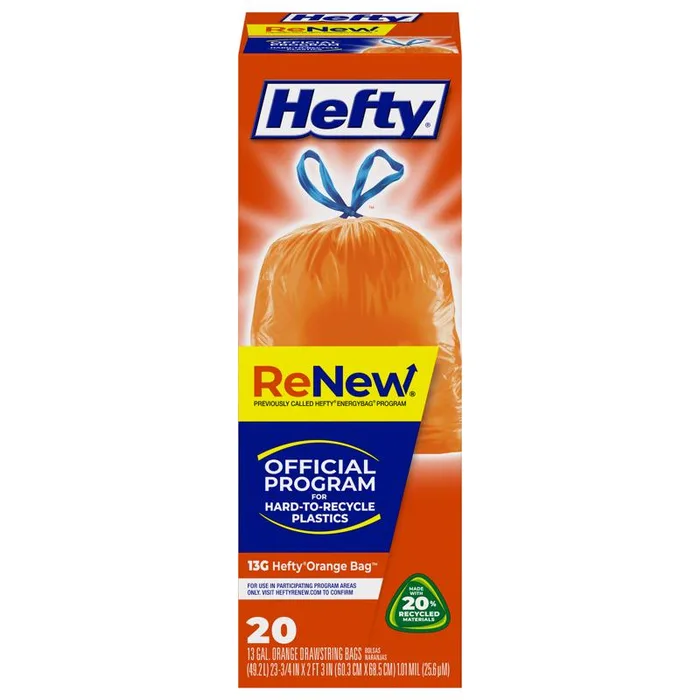 Hefty ReNew 13 gal No Scent Recycling Bags Drawstring 20 pk (Pack of 9)