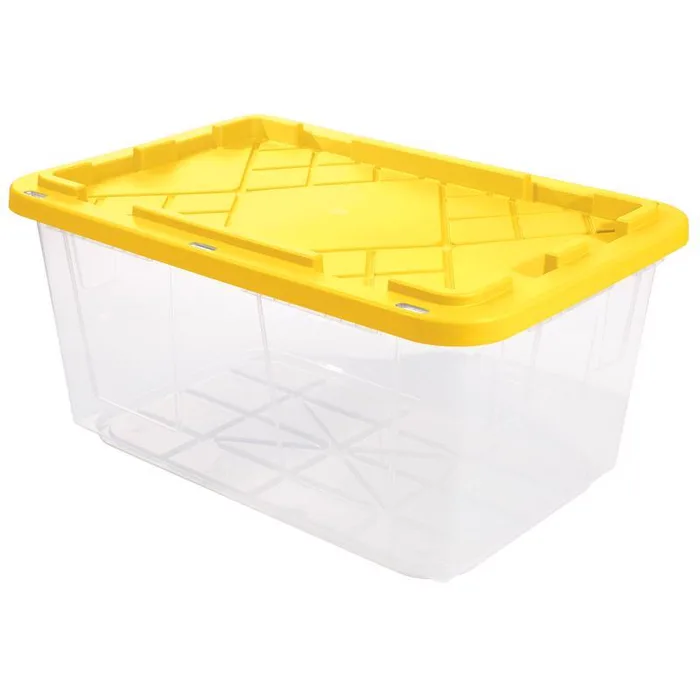 Greenmade 27 gal Clear/Yellow Snap Lock Storage Box 14.7 in. H X 20.4 in. W X 30.4 in. D Stackable (Pack of 4)