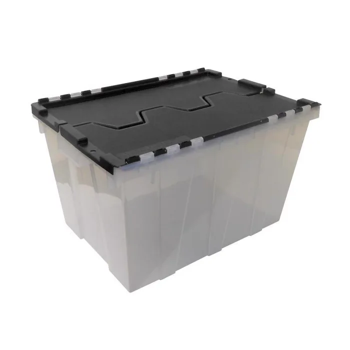 Greenmade Instaview 12 gal Black/Clear Hinged-Lid Tote 12.9 in. H X 15.3 in. W X 21.6 in. D Stackabl (Pack of 4)