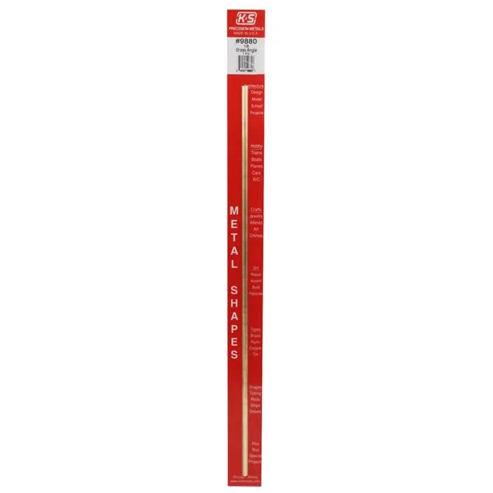 K&S 0.014 in. X 1/8 in. W X 12 in. L Brass Angle