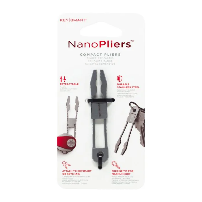 KeySmart Nano Pliers Stainless Steel Silver Compact Pliers Key Tool