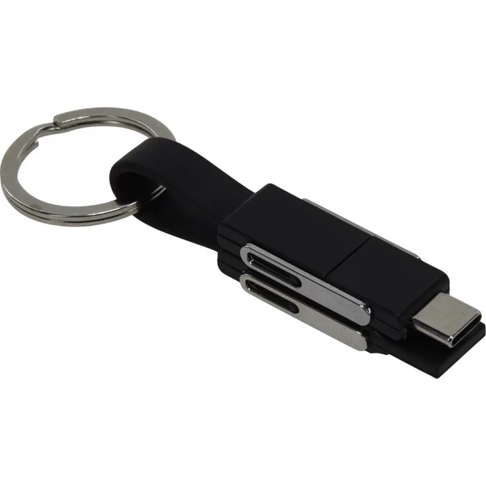 HILLMAN PVC Black/Silver Split Charger Cable Keychain