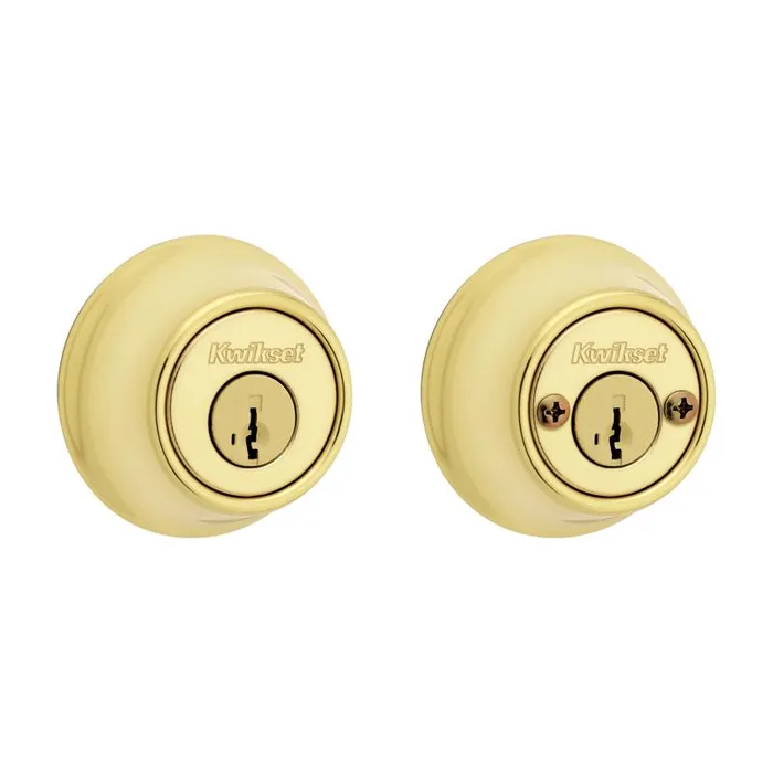 Kwikset SmartKey Security Polished Brass Metal Double Cylinder Deadbolt
