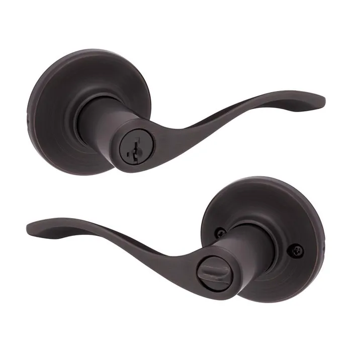 Kwikset SmartKey Security Wave Venetian Bronze Entry Door Knob KW1 1-3/4 in.