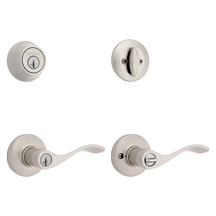 Balboa SmartKey Traditional Satin Nickel Entry Lever and Deadbolt Set KW1 1-3/4 in.