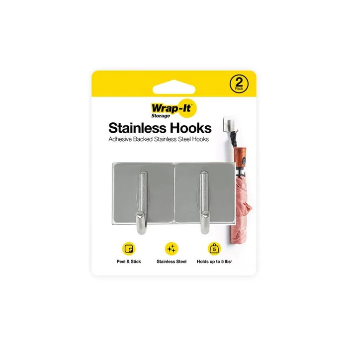 Wrap-It Handy Hook 1.75 in. L Silver Stainless Steel Hook 2 pk