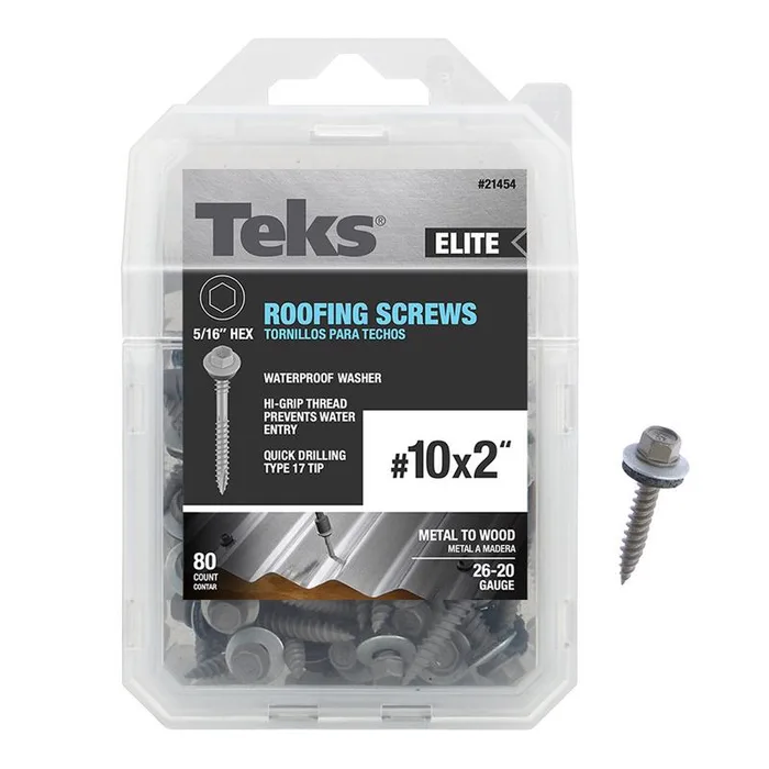 Teks Elite No. 10 X 2 in. L Hex Drive Hex Washer Head Self Tapping Roofing Screws