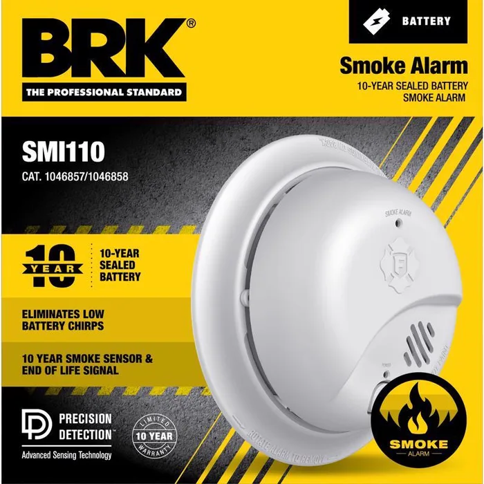BRK 10 Year 10-Year Battery Ionization Smoke Detector 1 pk