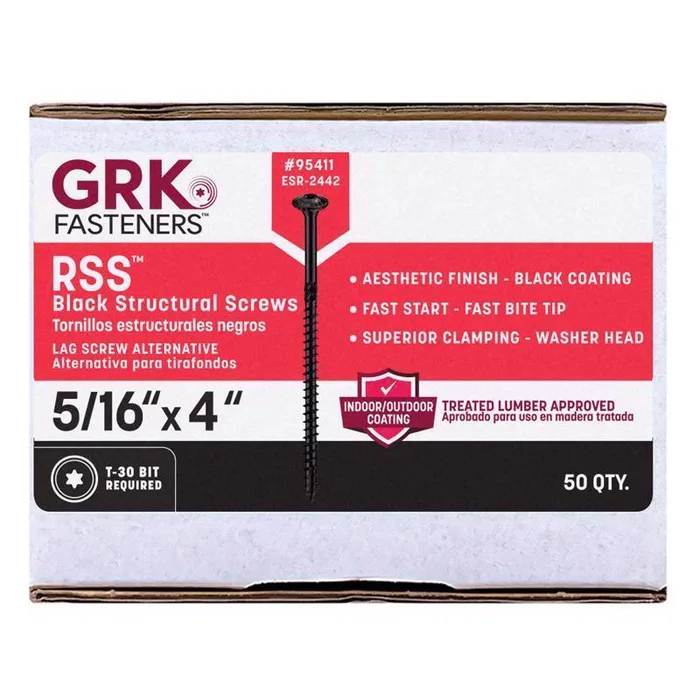 GRK Fasteners 5/16 in. X 4 in. L Star Climatek W-Cut Structural Wood Screws 1 pk (Pack of 50)