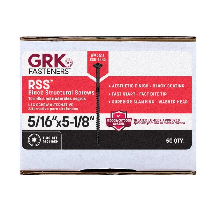 GRK Fasteners 5/16 in. X 5-1/8 in. L Star Climatek W-Cut Structural Wood Screws 1 pk (Pack of 50)