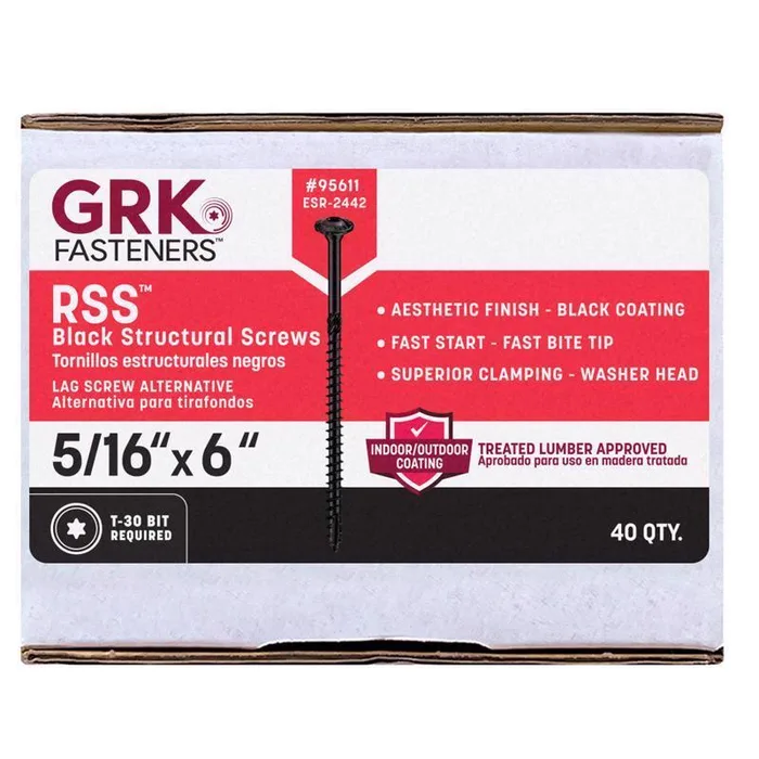 GRK Fasteners 5/16 in. X 6 in. L Star Climatek W-Cut Structural Wood Screws 1 pk
