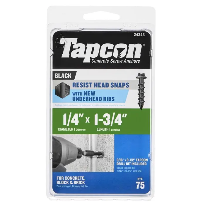 Tapcon 1/4 in. X 1-3/4 in. L Hex Drive Hex Washer Head High/Low Concrete Screws