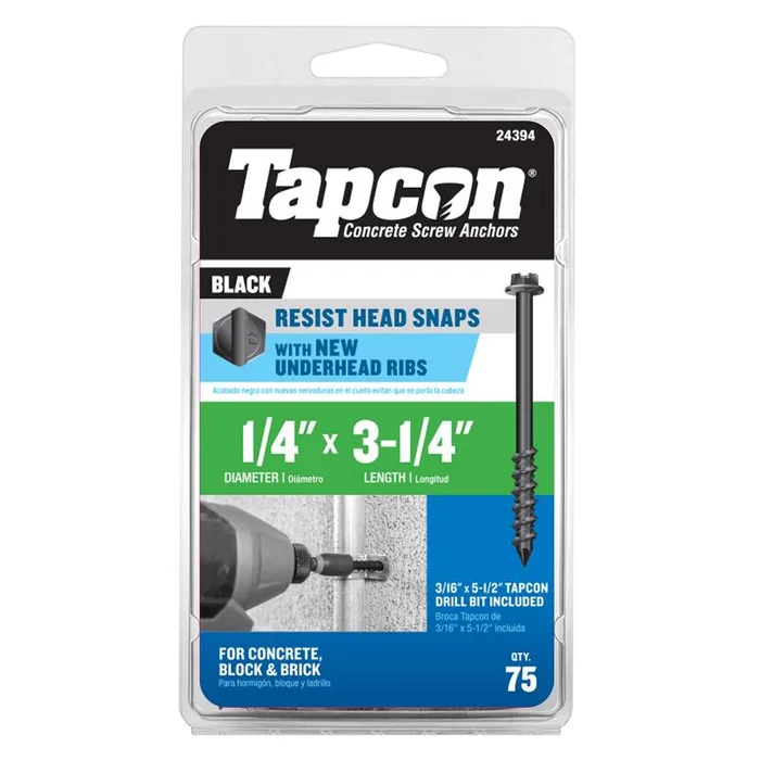 Tapcon 1/4 in. X 3-1/4 in. L Hex Drive Hex Washer Head High/Low Concrete Screws