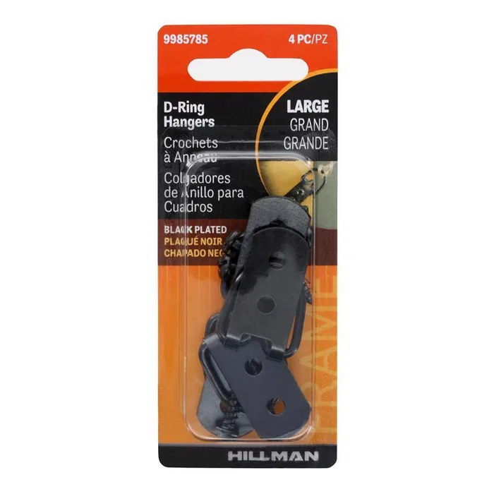HILLMAN Black D-Ring Hanger 40 lb 4 pc