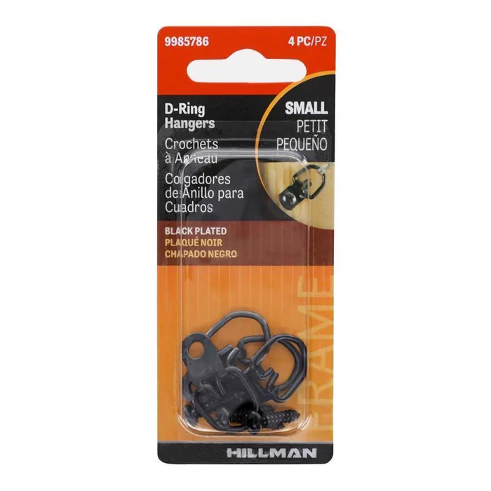 HILLMAN Black D-Ring Hanger 25 lb 4 pk