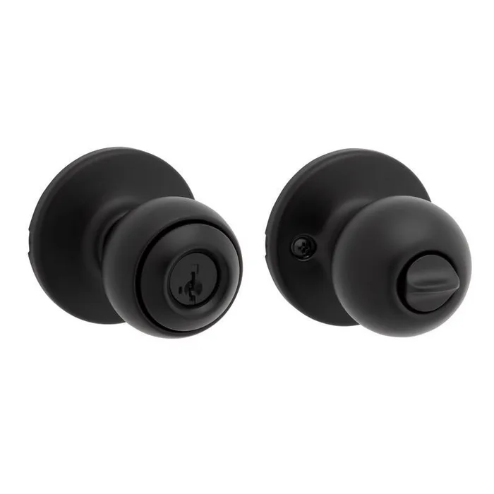 Kwikset Polo Traditional Matte Black Keyed Entry Door Knob 1-3/4 in.