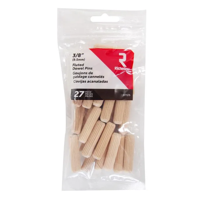 Richelieu Fluted Wood Dowel Pin 3/8 in. D X 1.5 in. L 27 pk Natural (Pack of 5)