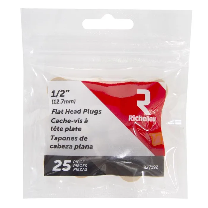Richelieu Flat Birch Head Plug 1/2 in. D X .5 in. L 25 pk Natural (Pack of 5)