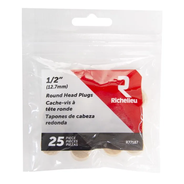 Richelieu Round Birch Head Plug 1/2 in. D X .5 in. L 25 pk Natural (Pack of 5)