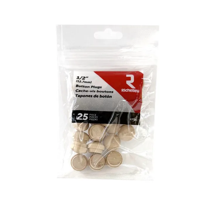 Richelieu Round Birch Button Plug 1/2 in. D X .63 in. L 25 pk Natural (Pack of 5)
