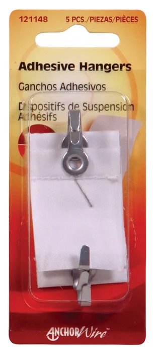 HILLMAN Steel-Plated Clear Adhesive Hangers 1-1/2 lb 5 pk (Pack of 10)