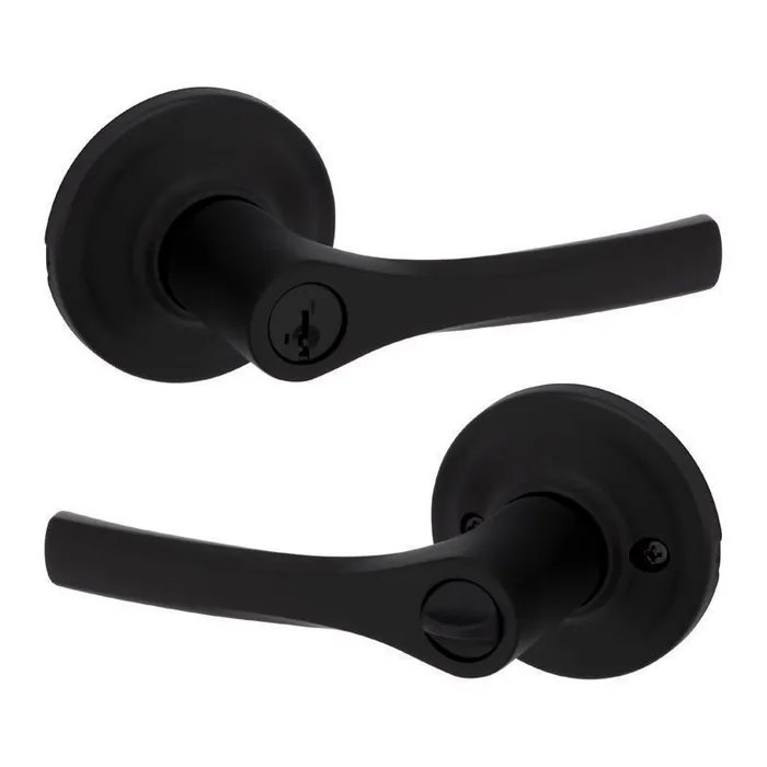 Kwikset Smartkey Security Henley Matte Black Keyed Entry Lever KW1 1-3/4 in.