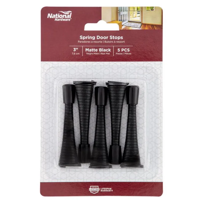 National Hardware 3.12 in. L Steel Matte Black Spring Door Stop Mounts to wall 0.93 in. (Pack of 5)