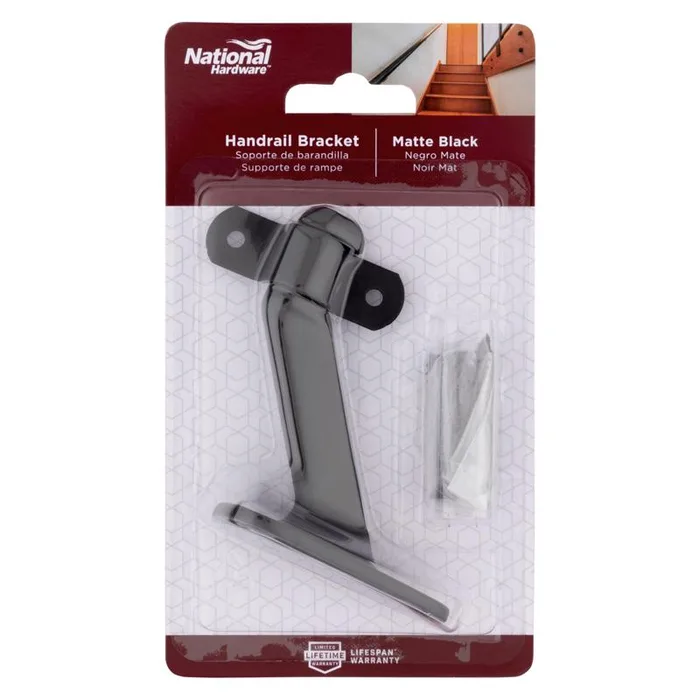 National Hardware Black Steel Handrail Bracket (Pack of 5)