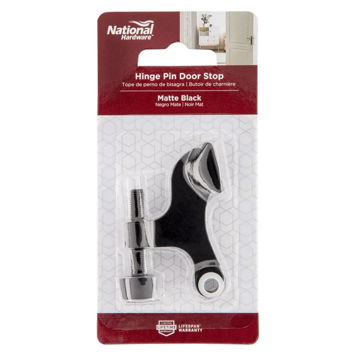 National Hardware 0.65 in. W X 2.53 in. L Zinc Matte Black Hinge Pin Door Stop Mounts to door 0.88 i (Pack of 5)