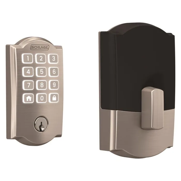Schlage Arrive Satin Nickel Steel Wi-Fi Deadbolt with Camelot Trim