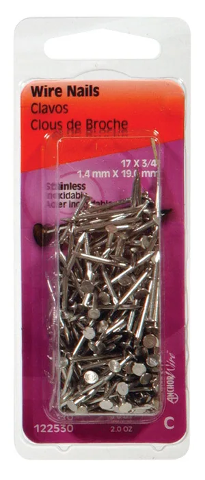 HILLMAN 17 Ga. X 3/4 in. L Stainless Steel Wire Nails 1 pk 2 oz (Pack of 6)