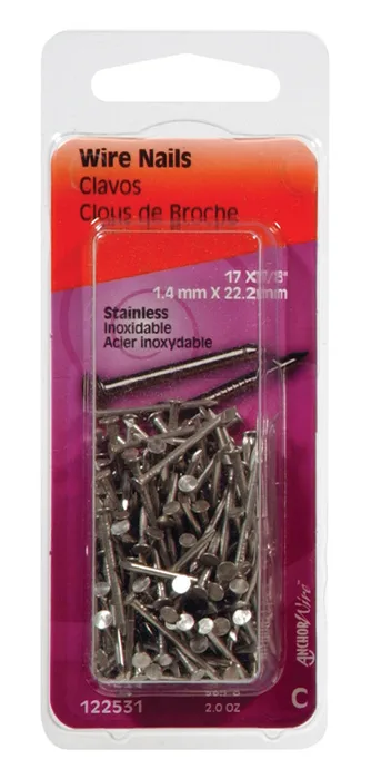 HILLMAN 17 Ga. X 7/8 in. L Stainless Steel Wire Nails 1 pk 2 oz (Pack of 6)