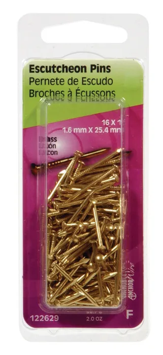 HILLMAN 16 Ga. X 1 in. L Brass Escutcheon Pins 1 pk 2 oz (Pack of 6)