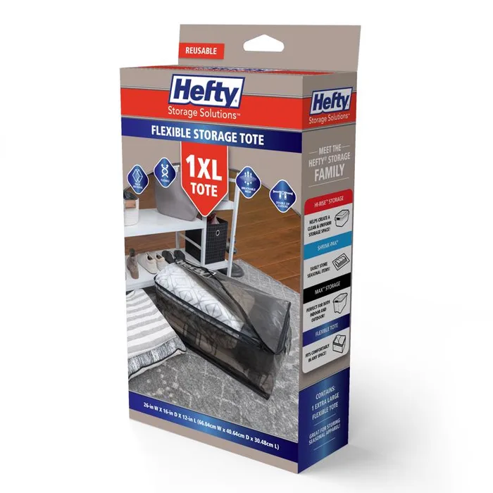 Hefty Black/Clear Flexible Tote w/Handle 26 in. H X 12 in. W X 16 in. D Stackable (Pack of 4)