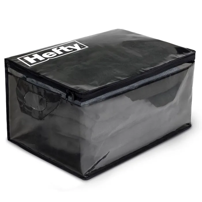 Hefty Large Black/Clear Flexible Tote w/Handle Stackable (Pack of 4)