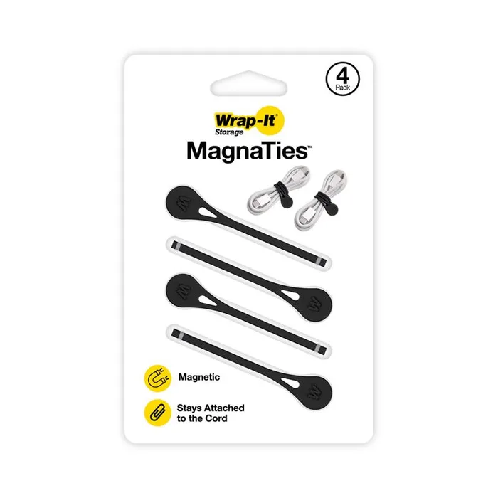 Wrap-It MagnaTies 0.33 in. L Black Silicone Cord Organizer (Pack of 6)