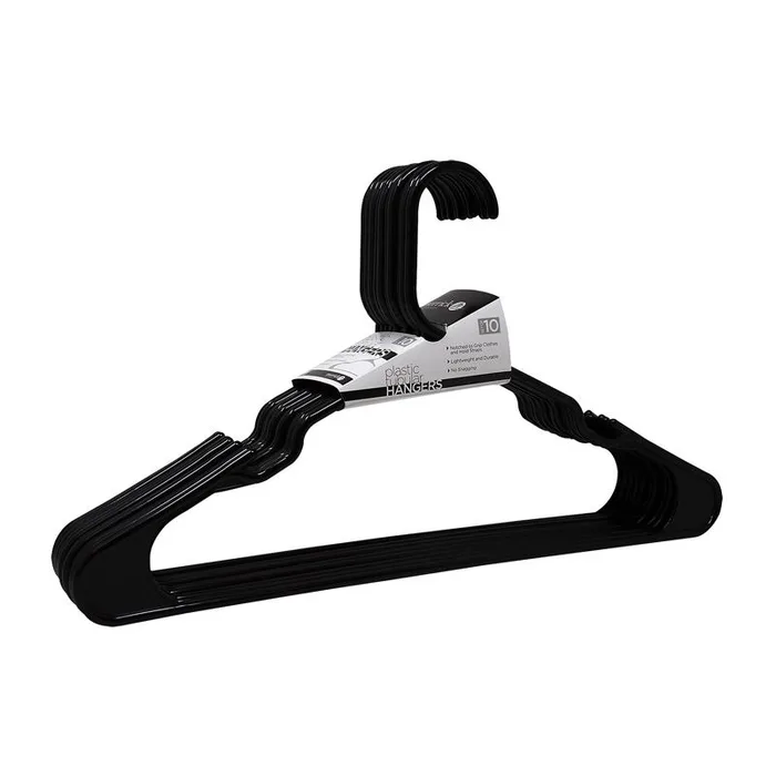 ClosetSelect Plastic Black Hanger 10 pk
