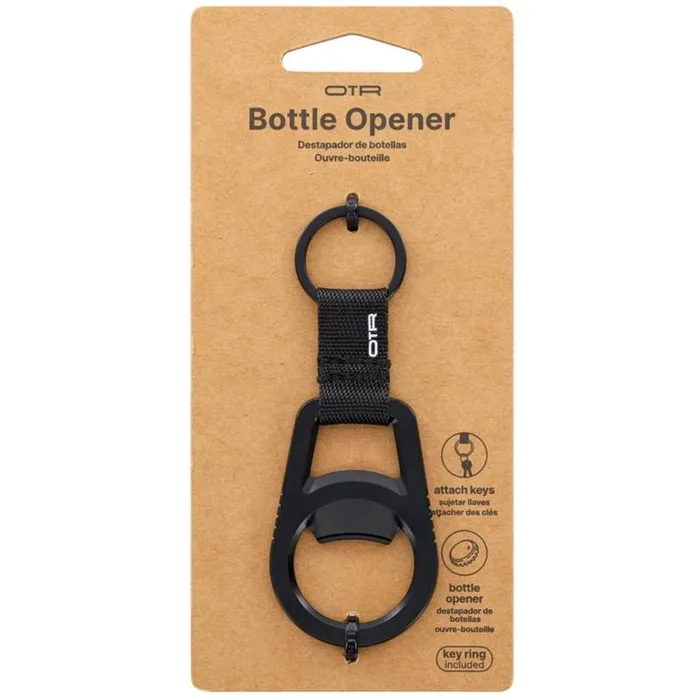 OTR Stainless Steel Black Bottle Opener Keychain