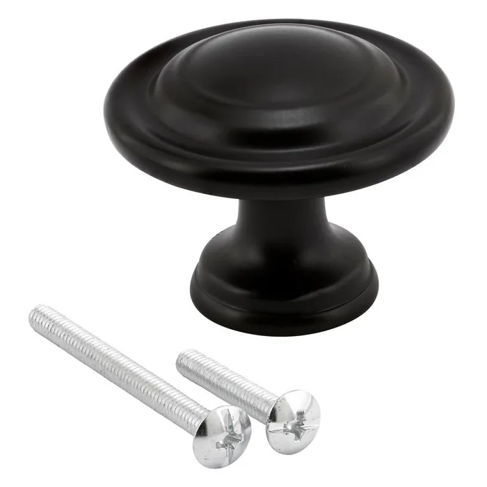 Prime-Line 1-11/16 in. D X 1-3/8 in. L Black Metal Bi-Fold Door Knob 1 pc