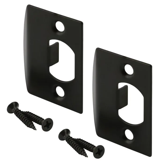Prime-Line 2.25 in. H X 3.75 in. L Black Steel Latch Strike Plate