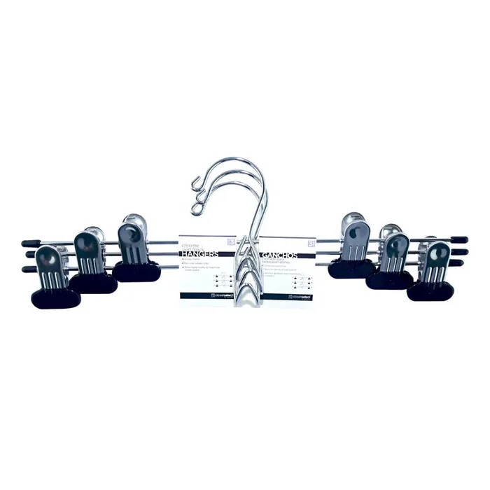 ClosetSelect Metal Silver Skirt/Slack Hanger 3 pk (Pack of 12)
