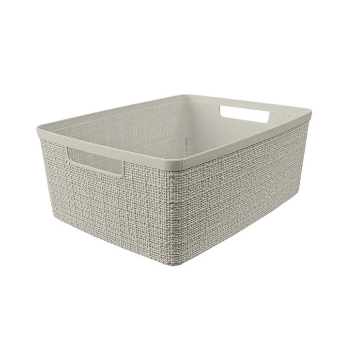 Curver Medium 12 L Beige Woven Basket 5.7 in. H X 13.9 in. W X 10.7 in. D Stackable (Pack of 3)