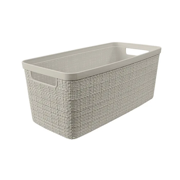 Curver Slim 6.8 L Beige Woven Basket 5.7 in. H X 13.6 in. W X 6.7 in. D Stackable (Pack of 4)
