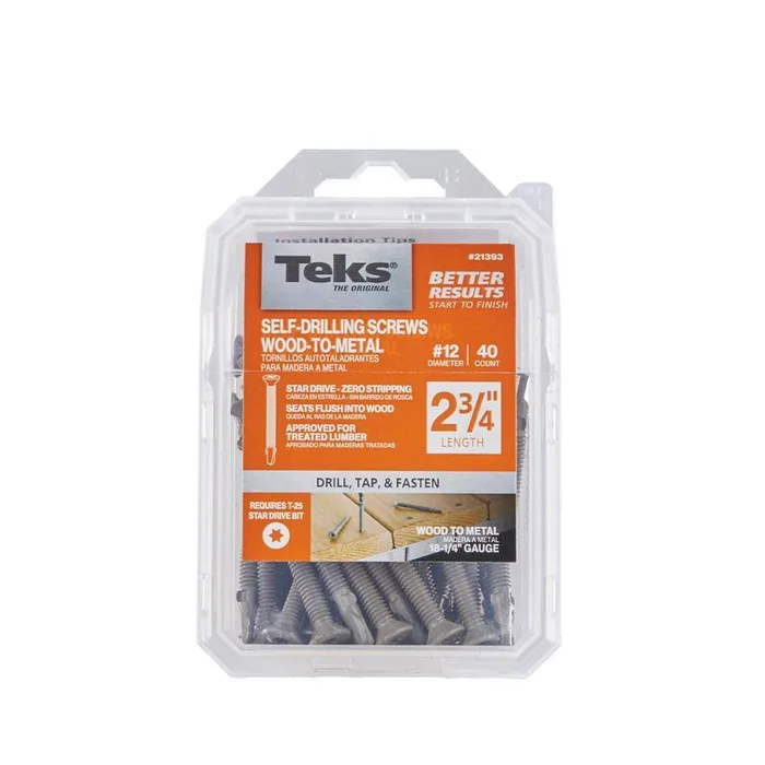Teks No. 12 X 2.75 in. L Star Hex Washer Head Self-Drilling Screws w/Wings 40 pk