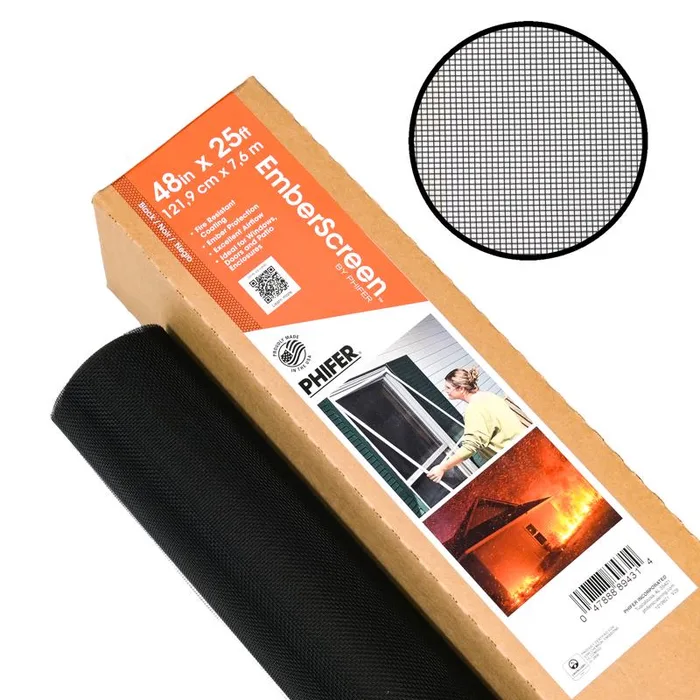 Phifer Wire EmberScreen 48 in. W X 25 ft. L Black Stainless Steel Screen Cloth
